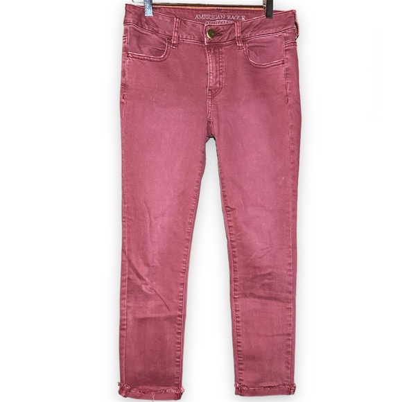 BOGO BUNDLE DEAL American Eagle Outfitters Jegging Crop Red Jeans Size 4 - Picture 1 of 5